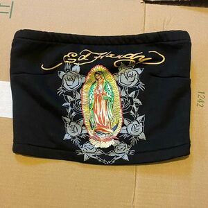 Ed Hardy Black tube top with Colorful Graphic